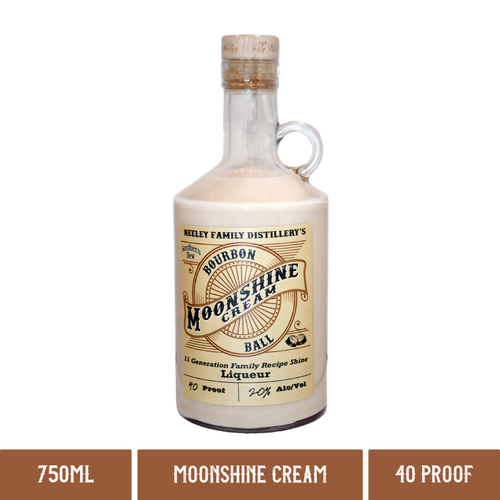 A bottle of Neeley Family Distillery Bourbon Ball Moonshine Cream Liqueur 40 Proof 750ml