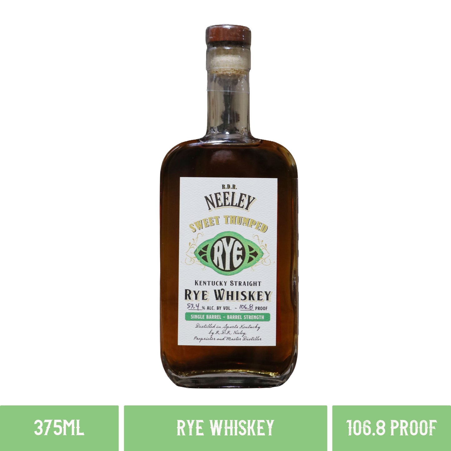 R.D.R. Neeley Sweet Thumped Rye Whiskey Single Barrel 106.8 Proof (375ml)